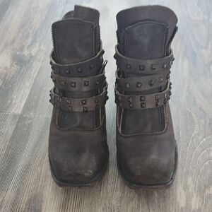 Freebird by Steven Studded Chocolate Ankle Boots